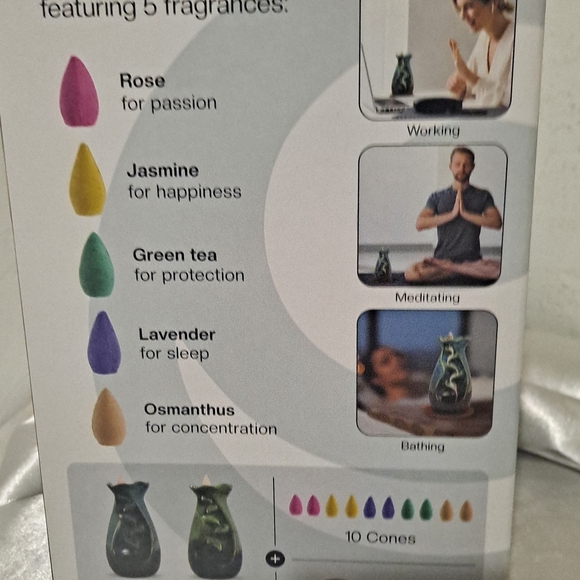 NEW IN BOX. Trend Vision Tulip Incense Burner W/10 Scented Cones/Table Mat - Picture 3 of 4